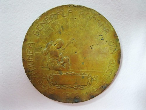 Medalla de mesa Rumania 1906 Rey Carol I jubileo de 40 años bronce - Imagen 6 de 12