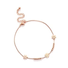 Gold Stainless Steel Daisy Beads Anklet Foot Ankle Chain Bracelet Gift PE13