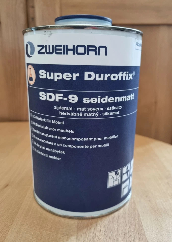 Super Duroffix SDF-9 von Zweihorn Möbellack Nitrolack seidenmatt- 1 Liter