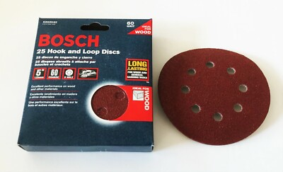 #ad #ad 25 BOSCH 5quot; HOOK AND LOOP 8 HOLE SANDING DISCS 60 GRIT ORBITAL SANDER SR5R062 $15.99
