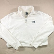 The North Face Womens Cream White 1/4 Zip Fleece Pullover Jacket Size L