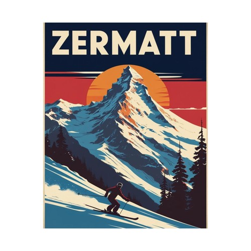 Póster de esquí vintage Zermatt, póster de esquí - Imagen 19 de 25