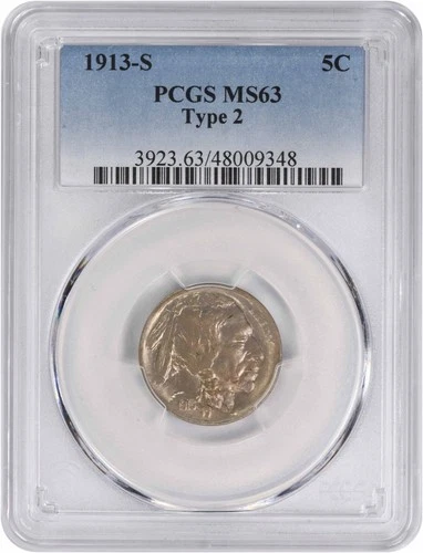 1913-S Buffalo Nickel Type 2 MS63 PCGS