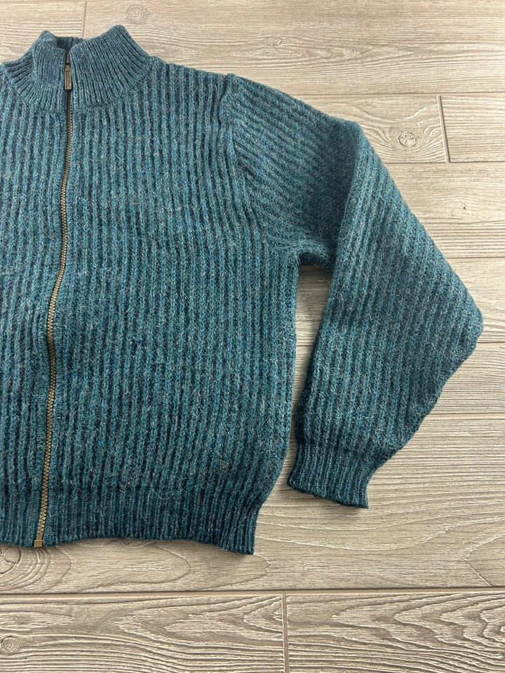 DE COLECCIÓN L.L. Cárdigan Suéter Chaqueta Mujer Pequeño Bean Azul Teal Tejido Pesado Cremallera Completa Foto 2 de 4