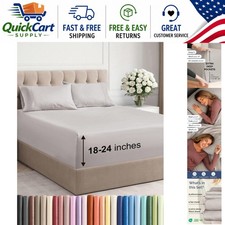 Cooling Extra Deep California King Sheets with 21-Inch Pocket Depth - Light Grey