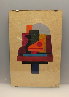 Russische Avantgarde Bauhaus Gouache org.  Aquarell Gemälde wohl 20.Jhd - Bild 1 von 4