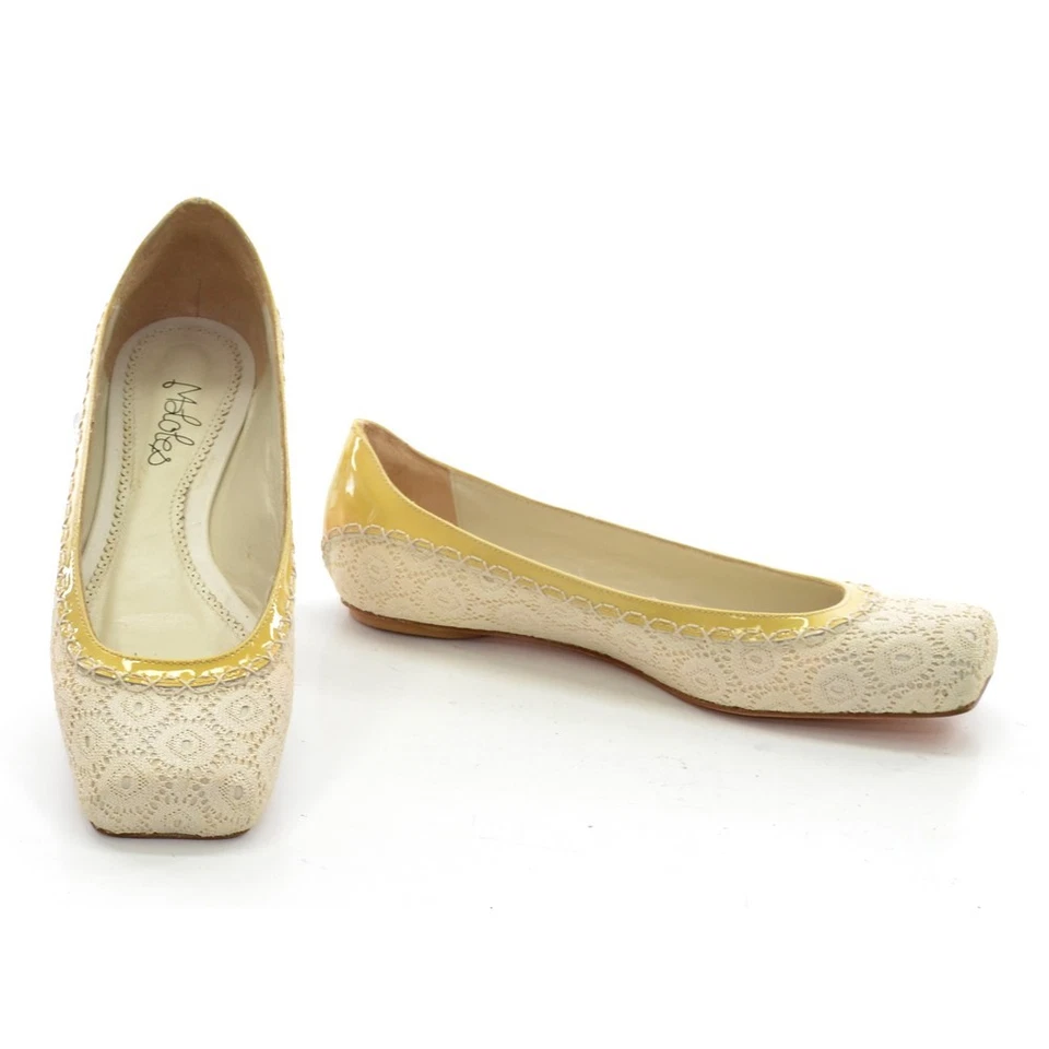 Sapatos femininos Maloles $295 pop jacquard malha balé 37/6.5 bege slip on - Imagem 3 de 4