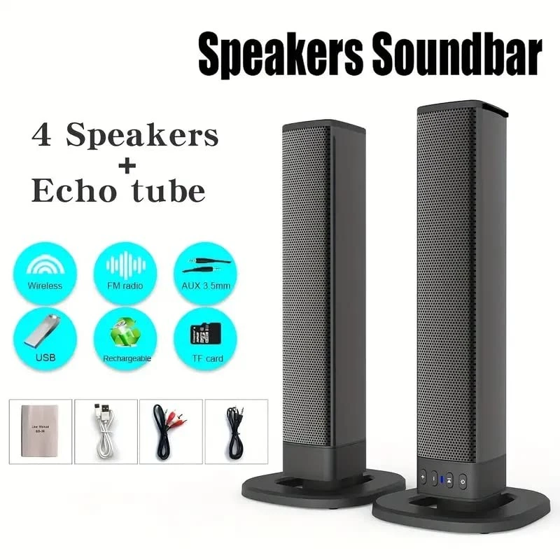 Soundbar pc gamer subwoofer p2 max tv notebook mobile tablet portatile home - Immagine 3 di 4