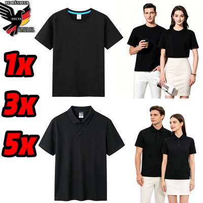 1-5x  Poloshirt T-Shirt Herren Kurzarm Schwarz 100 % Baumwolle Polyester Angebot