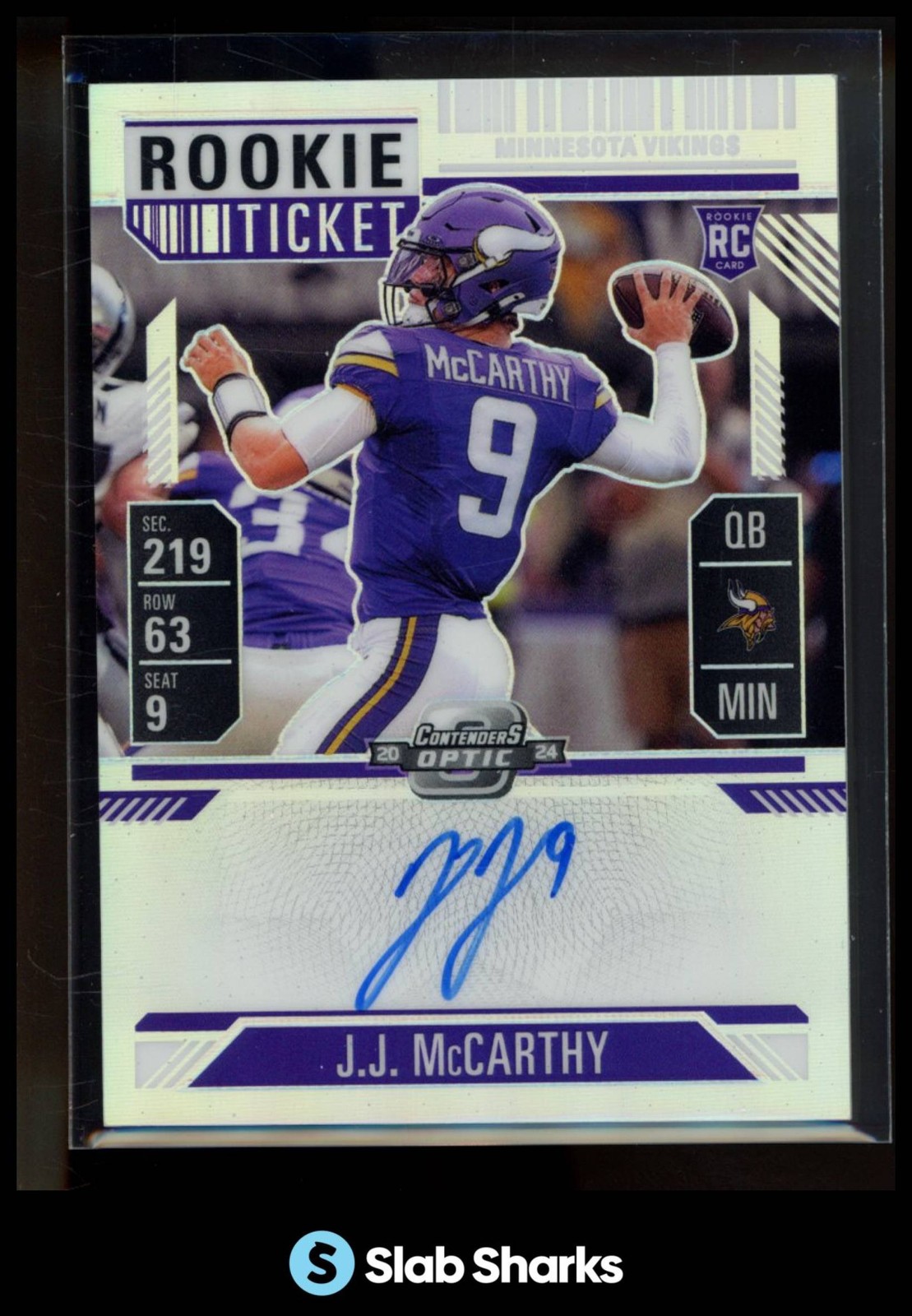 2024 PANINI CONTENDERS OPTIC #101 J.J. MCCARTHY ROOKIE TICKET SILVER PRIZM AUTO
