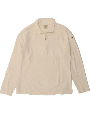 L.L.BEAN Damen-Fleecepullover mit Reißverschluss am Ausschnitt UK 14 Medium cremeweiß Polyester CN88