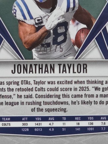 2025 Phoenix Jonathan Taylor Pink Seismic SP /75 Indianapolis Colts - Picture 3 of 3