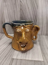 Art Pottery Mug Ugly Face High Gloss Hand Crafted And Signed By Artist Fast Ship