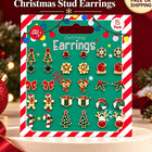 15 Pairs Christmas Crystal Stud Earrings Set, Multicolour Holiday Designs