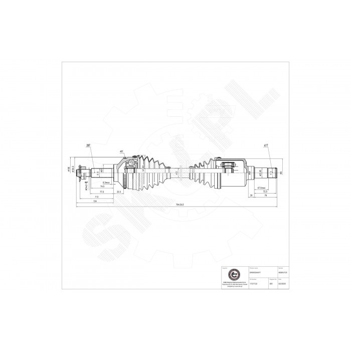 Cardan de transmission 1782564 - Qualité d'origine pour train avant Ford