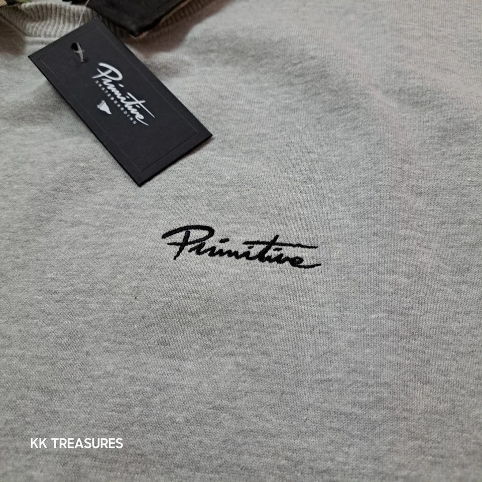 Primitive Skateboarding Jumper Mens XL Army Camo Collared Grey Sweatshirt New - Image 4 of 4
