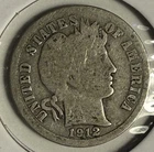 1912-D Barber Dime 90% Silver - Free Shipping -  (9-4)