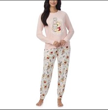 Disney Winnie the Pooh Women  s 2PC Pajama Set Pink Size L 12-14 Long Sleeve