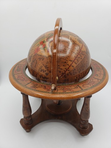 Vintage Old World Globe Tabletop Desk Zodiac Terrestrial Wooden 10" on Stand - Picture 10 of 14