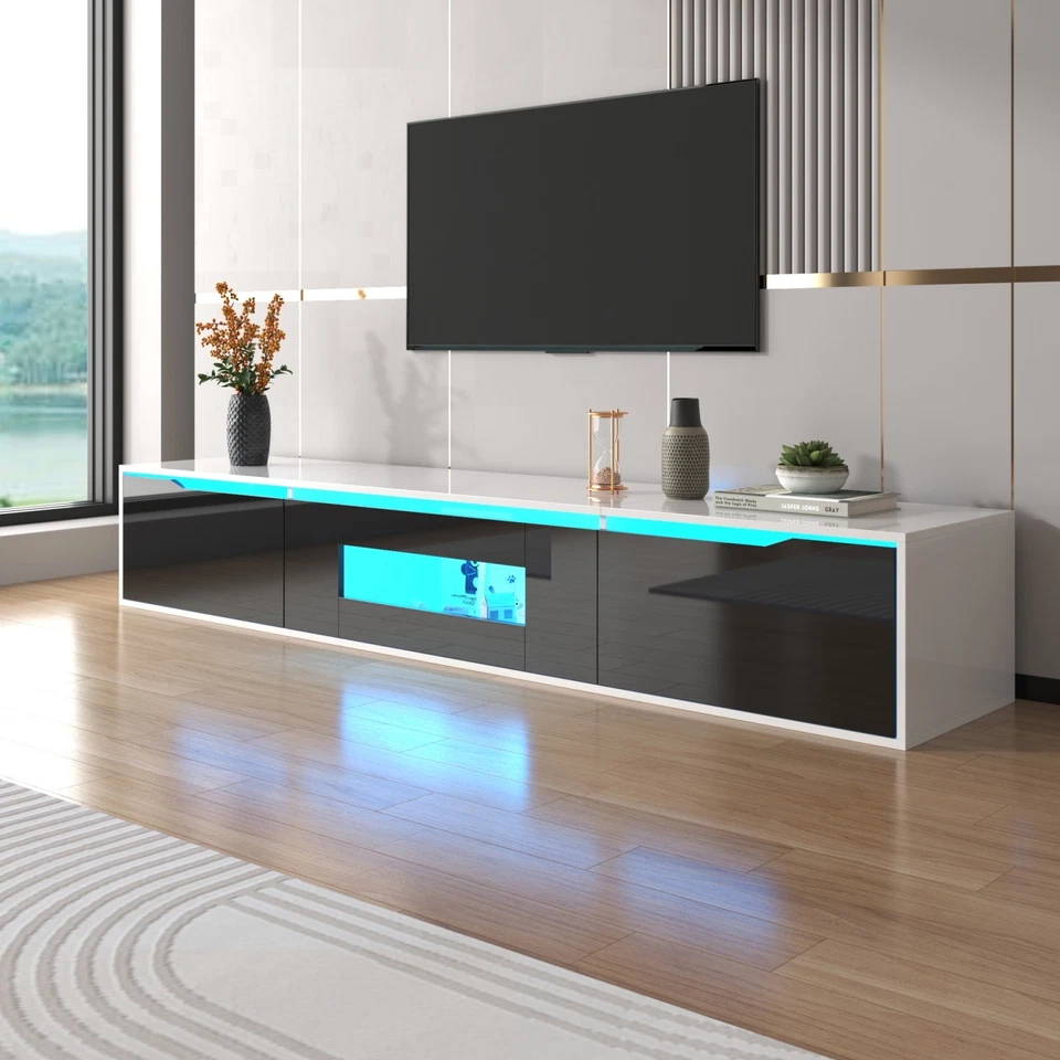 👉 180 cm Modern High Gloss LED TV Stand with 3 Doors - Living Room Design - Image 2 of 4