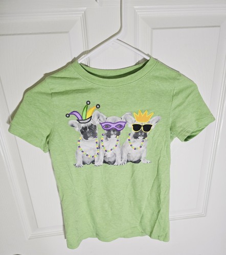 Mardi Gras Girls Green Short Sleeve Tee Puppy Medium - Picture 8 of 8