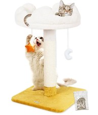 Tall Cat Scratching Post with Large Bed, Thick Posts with Toys 28" Tall For...