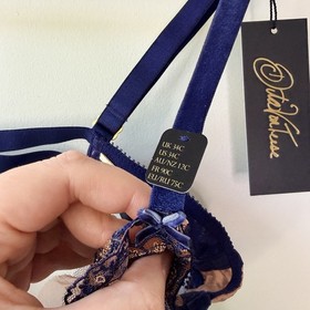 DITA VON TEESE Yvonne Underwire Bra Navy 12C Sheer Lace Lingerie NEW RRP $109.95