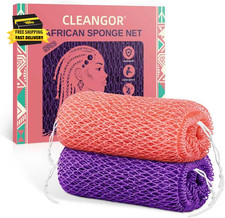 2Pcs African Net Sponge Authentic with Knots - Exfoliating Body  Scrubber for A