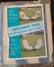 Vintage Lawn Chair Webbing Replacement Cover Lounger Blue White Folding Chair