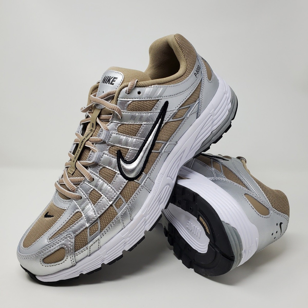 Nike P-6000 Khaki Metallic Silver Men's Size 11.5 Pure