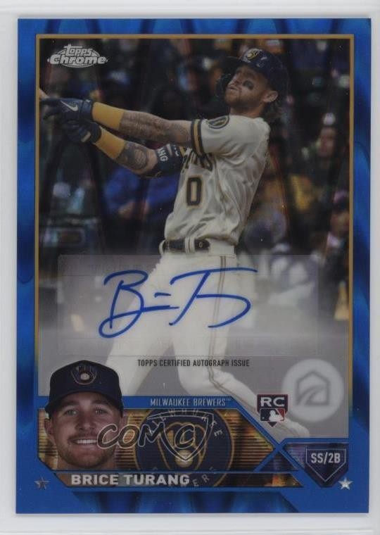 2023 Topps Chrome Update Blue RayWave Refractor /150 Brice Turang Rookie Auto RC