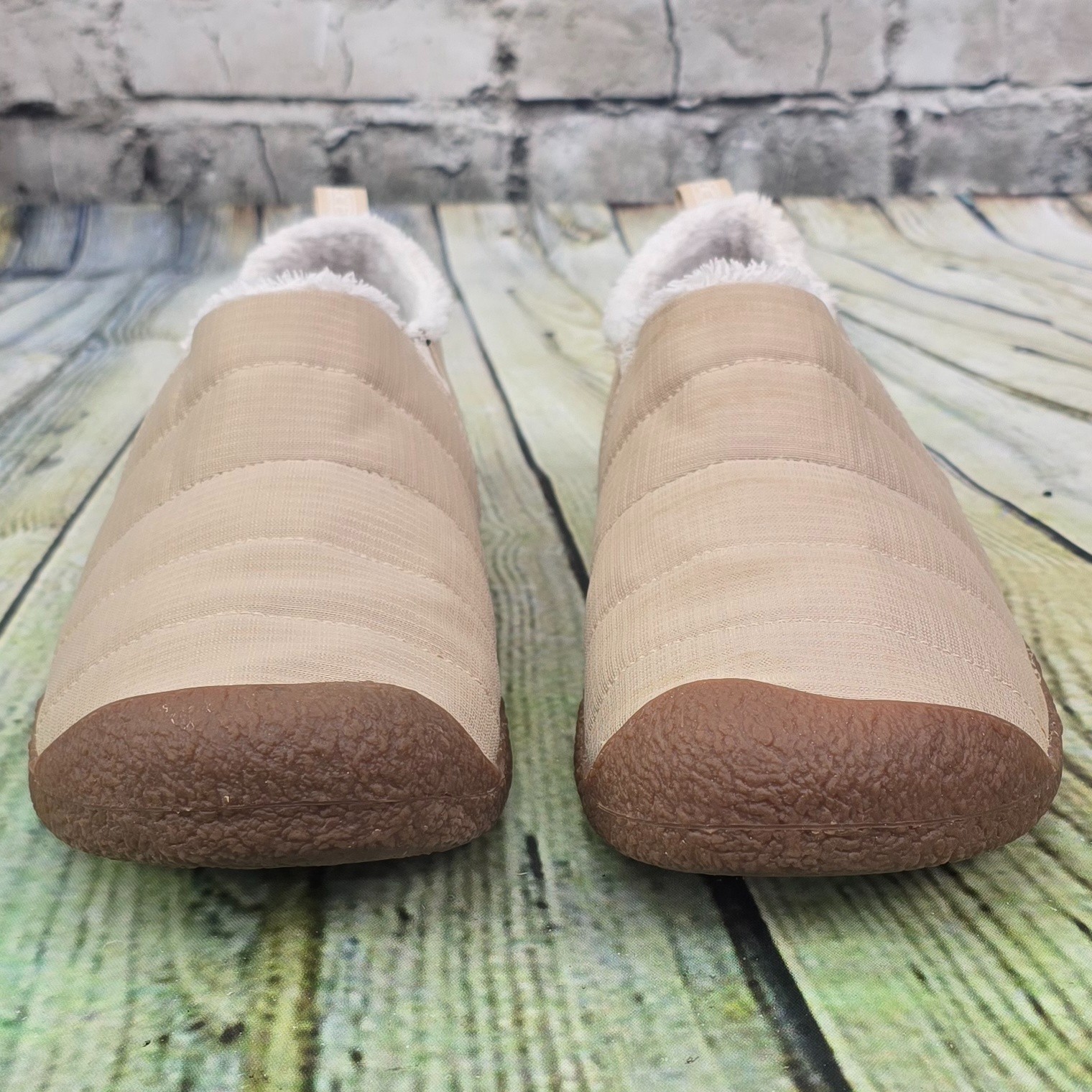 Keen Howser pantofole slip on scarpe comode donna 9 beige marrone foderato suola rigida