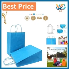 Charming Light Blue Kraft Paper Gift Bags with Handles - Ideal for Celebrations