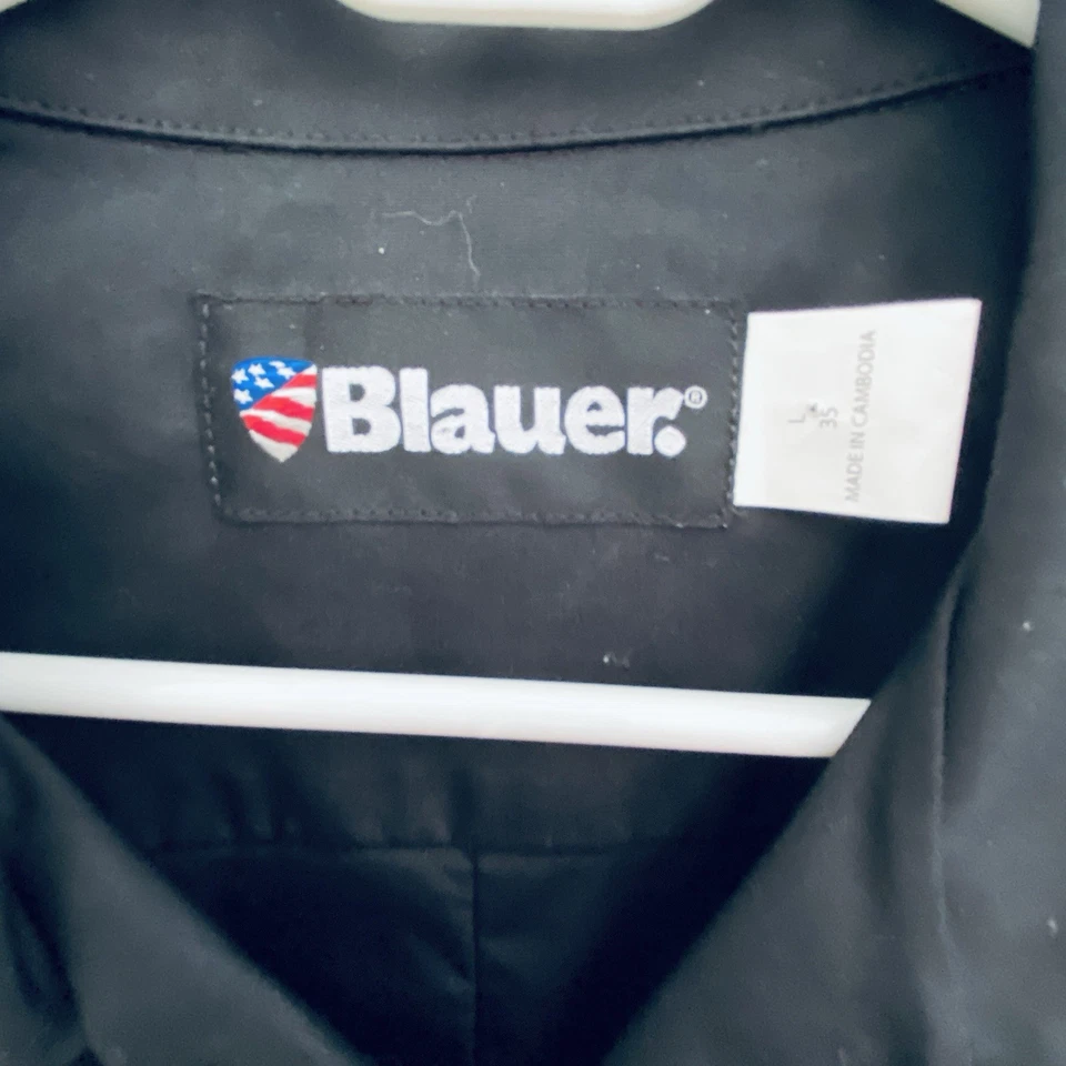 Camisa azul para hombre talla grande uniforme de policía manga larga manga larga abotonada Foto 2 de 4