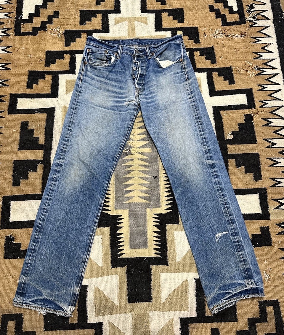 Vintage Levi's 501 Jeans Blue Distressed Button Fly Straight Leg