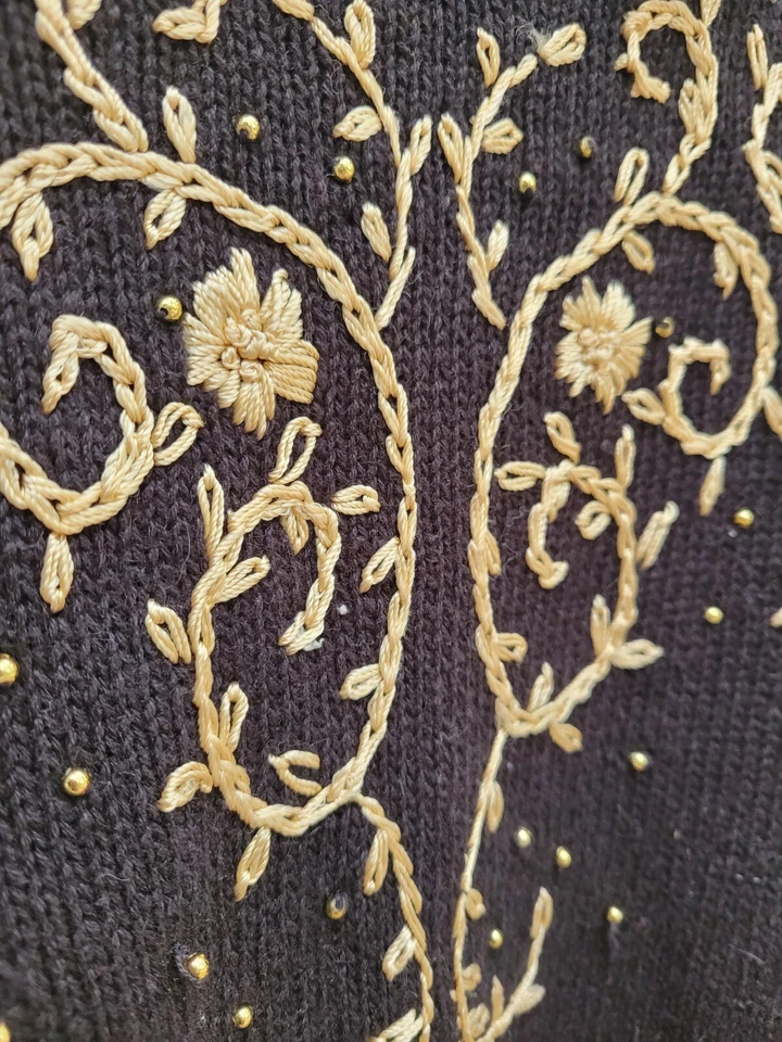 Suéter De Colección Años 80 Negro Dorado 14W/16W Ropa de Fiesta Disco Boho Jefe Caprichoso Emperatriz Foto 4 de 4