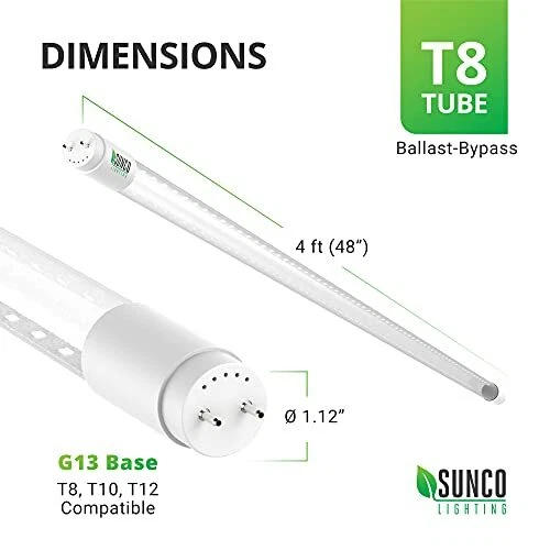 Sunco lighting 10 pack 4ft t8 led tube online
