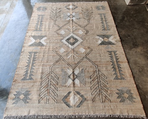 Handwoven Navajo Jute Rug Western Design Native American Size 9x12 Free Shipping - Picture 11 of 16