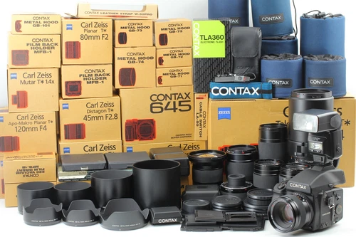 OverHauled!! [All Top Mint Set] Contax 645 Film Camera 80mm Lens & Many bonus