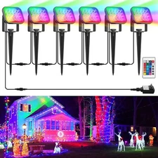Outdoor 6PCS LED RGB Color Spotlights Landscape Lights Garden Pathway Wall Lamps