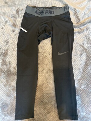 NIKE Pro AT3383-010 Dri-Fit Mens Small Black Basketball 3/4 Length Leggings
