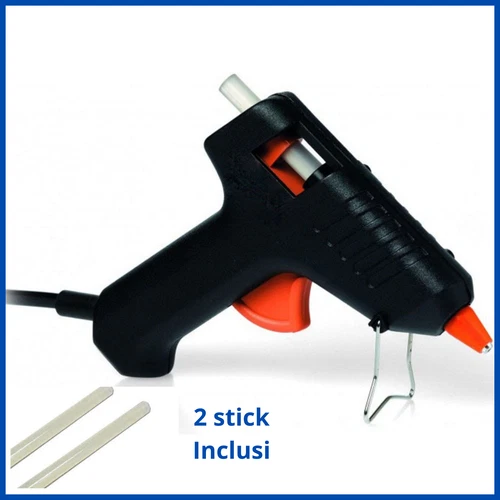 Pistola incollatrice per colla a caldo termocollante termofusibile con 2 stick