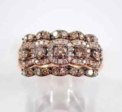 2Ct Lab Created Brown Diamond Half Eternity Wedding Ring 14K Rose Gold Plated 