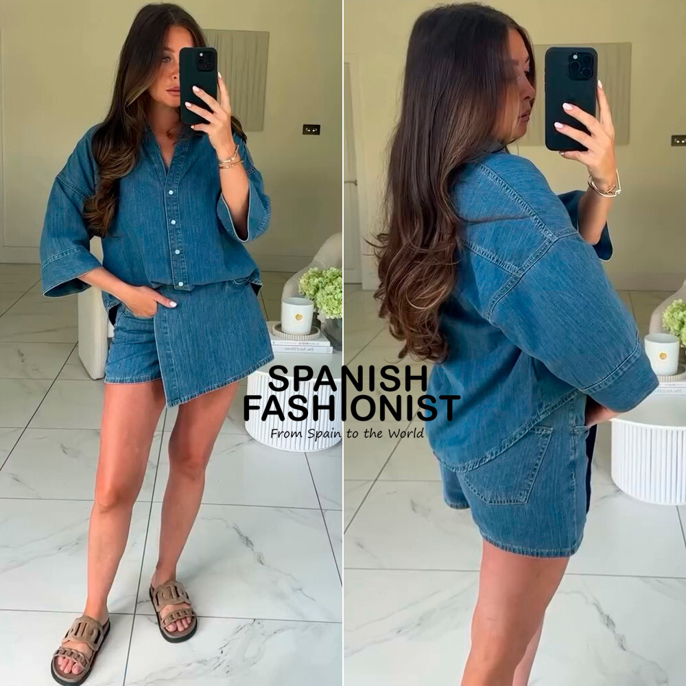 ZARA WOMAN SS25 MID-BLUE Z1975 DENIM WRAP SKORT ALL SIZES 6147/108
