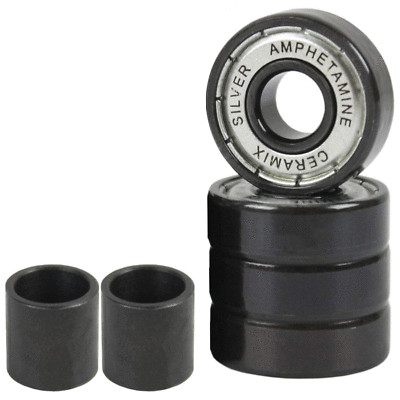 Amphetamine Skateboard Longboard Speed Bearings Set of 4 Pre-Lubricated Ceramic 