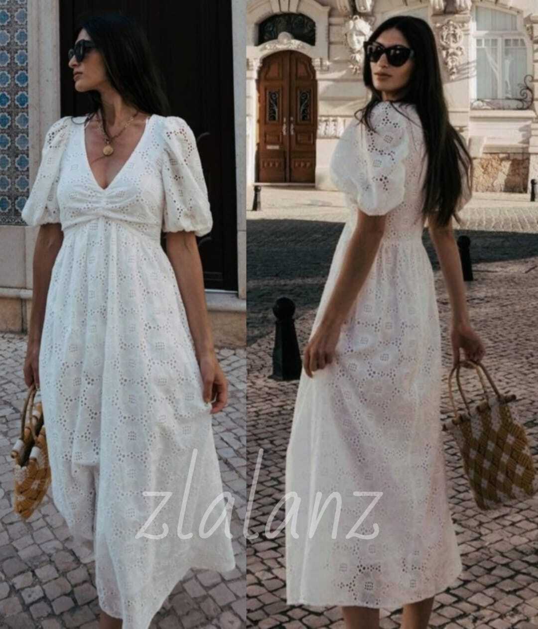 white embroidered dress