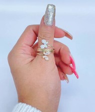 14k Gold Tri-Color Spiral Dia. Cut Butterfly Ring Size 6 or 7 w/ Cubic Zirconia