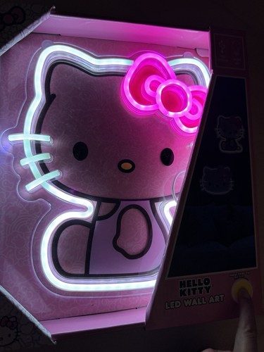 Hello Kitty Light Up Wall Decor, 12 X 11 Pink White Neon LED, USB Powered Switch - Picture 1 of 9