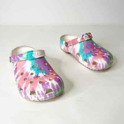 Crocs white pink purple blue multicolored tie dye Mens Womens