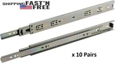 10 Pair- Full Extension 100 lb capacity Ball Bearing Drawer Slide 10"-24"